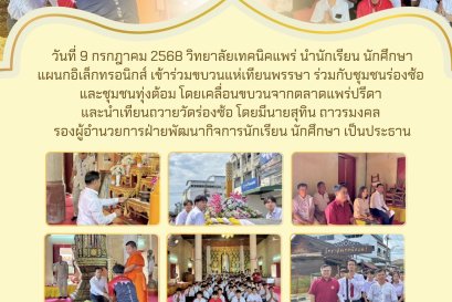 กิจกรรมแห่เทียนพรรษา ร่วมกับชุมชนร่องซ้อ และชุมชนทุ่งต้อม