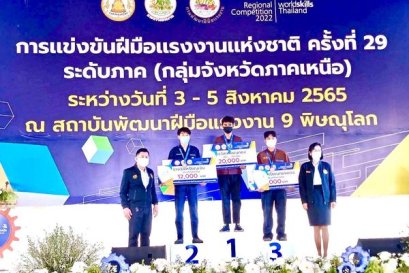 แผนกวิชาช่างก่อสร้าง วิทยาลัยเทคนิคแพร่ ได้รับรางวัลเหรียญทอง พร้อมเงินรางวัล 20,000 บาท