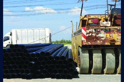 จัดส่ง ท่อน้ำ HDPE 6 นิ้ว PN 6 PE 100 และ PE คลีนเอ้าท์ PN10 160 mm.