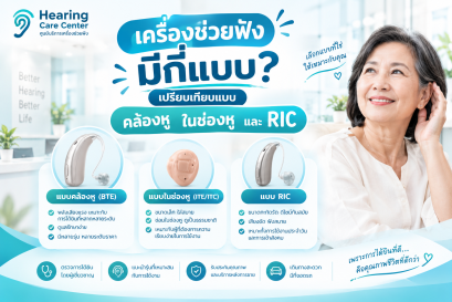 เครื่องช่วยฟังมีกี่แบบ? เปรียบเทียบแบบคล้องหู ในช่องหู และ RIC