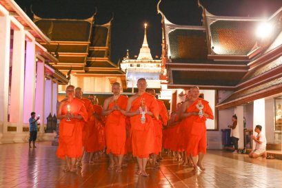 พิธีเวียนเทียนรอบพระอุโบสถวัดสระเกศ ราชวรมหาวิหาร เนื่องในวันมาฆบูชา ประจำปี ๒๕๖๒