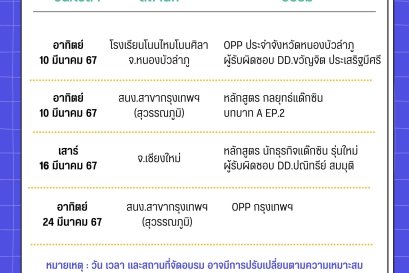 ตารางการอบรม เดือนมีนาคม 2567