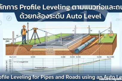 หลักการ Profile Leveling ตามแนวท่อและถนน ด้วยกล้องระดับ Auto Level