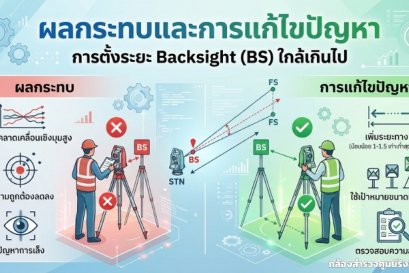 ผลกระทบและการแก้ไขปัญหาการตั้งระยะ Backsight (BS) ใกล้เกินไป