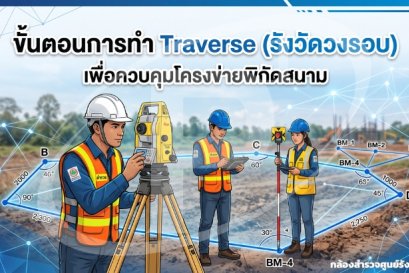 ขั้นตอนการทำ Traverse (รังวัดวงรอบ) เพื่อควบคุมโครงข่ายพิกัดสนาม