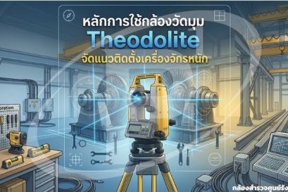 หลักการใช้กล้องวัดมุม Theodolite จัดแนวติดตั้งเครื่องจักรหนัก