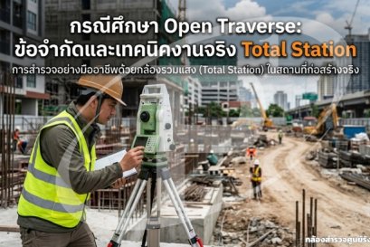 กรณีศึกษา Open Traverse: ข้อจำกัดและเทคนิคงานจริง Total Station
