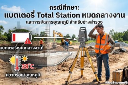 กรณีศึกษา แบตเตอรี่ Total Station หมดกลางงาน และการจัดการอุณหภูมิ