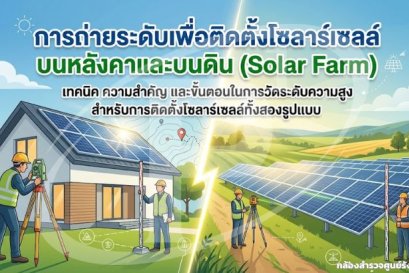 การถ่ายระดับเพื่อติดตั้งโซลาร์เซลล์บนหลังคาและบนดิน (Solar Farm)