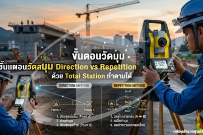 ขั้นตอนวัดมุม Direction vs Repetition ด้วย Total Station ทำตามได้