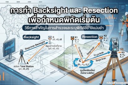 การทำ Backsight และ Resection เพื่อกำหนดพิกัดเริ่มต้น