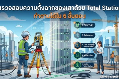 ตรวจสอบความตั้งฉากของเสาด้วย Total Station ทำตามได้ใน 6 ขั้นตอน