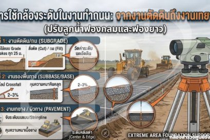 การใช้กล้องระดับในงานทำถนน จากงานตัดดินถึงงานเทยาง
