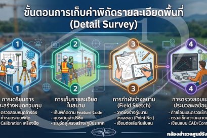 ขั้นตอนการเก็บค่าพิกัดรายละเอียดพื้นที่ (Detail Survey)