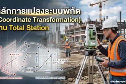 หลักการแปลงระบบพิกัด (Coordinate Transformation) งาน Total Station