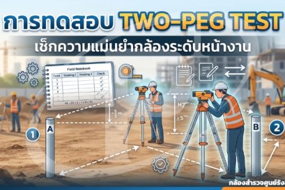 การทดสอบ Two-Peg Test เช็กความแม่นยำกล้องระดับหน้างาน