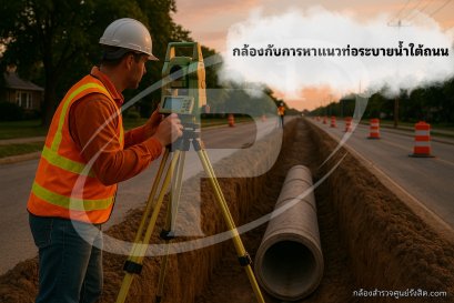 การใช้กล้องสำรวจในการหาแนวท่อระบายน้ำใต้ถนน