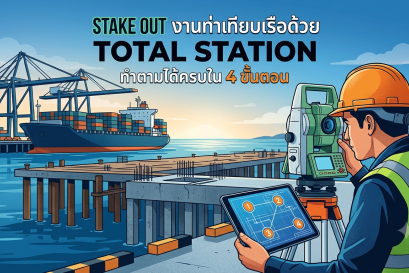 Stake Out งานท่าเทียบเรือด้วย Total Station: ทำตามได้ครบใน 4 ขั้นตอน