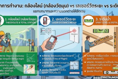 หลักการทำงาน กล้องไลน์ vs เลเซอร์วัดระยะ vs ระดับน้ำ แยกบทบาทให้ชัด