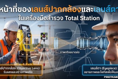 หน้าที่ของเลนส์ปากกล้องและเลนส์ตาใน Total Station