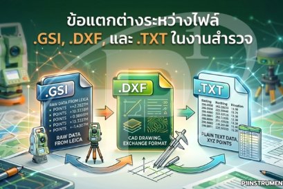 ข้อแตกต่างระหว่างไฟล์ .GSI, .DXF, และ .TXT ในงานสำรวจ