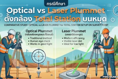 กรณีศึกษา Optical vs Laser Plummet ตั้งกล้อง Total Station บนหมุด