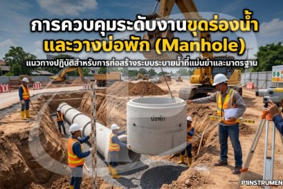 การควบคุมระดับงานขุดร่องน้ำและวางบ่อพัก (Manhole)