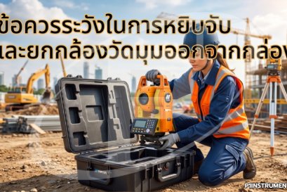 ข้อควรระวังในการหยิบจับและยกกล้องวัดมุมออกจากกล่อง