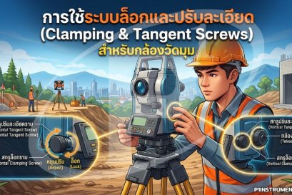 การใช้ระบบล็อกและปรับละเอียด (Clamping & Tangent Screws) สำหรับกล้องวัดมุม