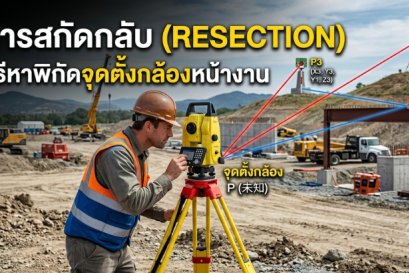 การสกัดกลับ (Resection) วิธีหาพิกัดจุดตั้งกล้องหน้างาน