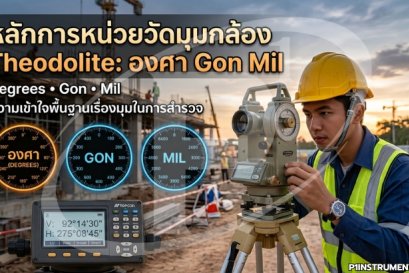 หลักการหน่วยวัดมุมกล้อง Theodolite: องศา Gon Mil