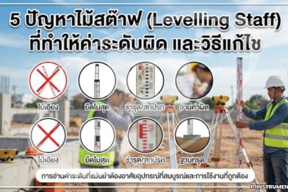 5 ปัญหาไม้สต๊าฟ (Levelling Staff) ที่ทำให้ค่าระดับผิด และวิธีแก้ไข