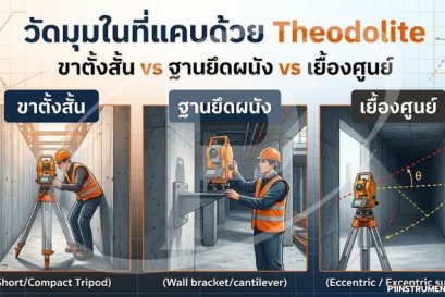 วัดมุมในที่แคบด้วย Theodolite: ขาตั้งสั้น vs ฐานยึดผนัง vs เยื้องศูนย์