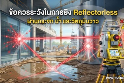 ข้อควรระวังในการยิง Reflectorless ผ่านกระจก น้ำ และวัตถุมันวาว