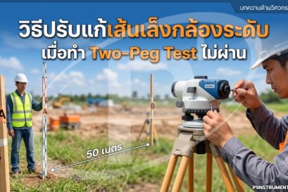 วิธีปรับแก้เส้นเล็งกล้องระดับเมื่อทำ Two-Peg Test ไม่ผ่าน
