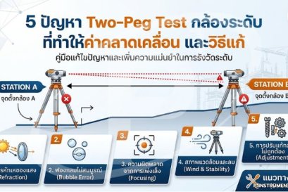 5 ปัญหา Two-Peg Test กล้องระดับ ที่ทำให้ค่าคลาดเคลื่อน และวิธีแก้