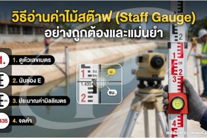 วิธีอ่านค่าไม้สต๊าฟ (Staff Gauge) อย่างถูกต้องและแม่นยำ