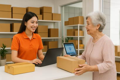 ร้านพัสดุใกล้บ้านที่มีผู้สูงอายุมาใช้บริการ