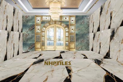 60x120 กระเบื้องสีเขียว vs  ลายหินอ่อนขาว