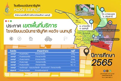 ประกาศเขตพื้นที่บริการ โรงเรียนนวมินทราชินูทิศ หอวัง นนทบุรี ปีการศึกษา 2565