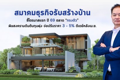 สมาคมธุรกิจรับสร้างบ้าน ชี้ไตรมาสแรก ปี 69 ตลาด ทรงตัว พิษสงครามดันต้นทุนพุ่ง จ่อปรับราคา 3  5% ดีเดย์หลังเม.ย.นี้