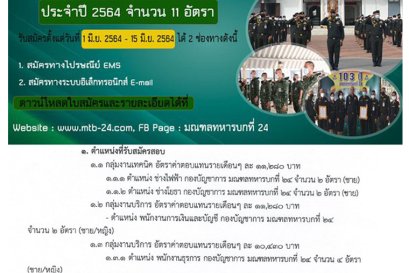 รับ 11 ตำแหน่ง มทบ.24 จังหวัดอุดรธานี