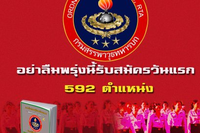 เตรียมตัวให้พร้อมสำหรับทุกๆโอกาสที่จะเกิดขึ้น กรมสรรพาวุธทหารบก รับสมัครบุคคล ชาย - หญิง เพื่อจ้างเป็นพนักงานราชการ ประจำปี 2564 