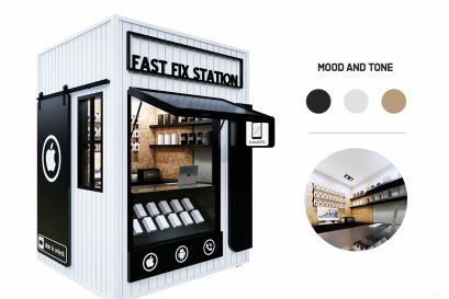 งานออกแบบคีออส ตู้คีออสขายมือถือ fast-fix station l บริการออกแบบ ผลิต และติดตั้งครบวงจร