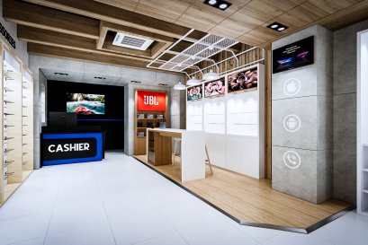 งานออกแบบร้านขายโทรศัพท์ ออกแบบร้านขายกล้องGo-pro ออกแบบร้านขายอุปกรณ์ไอที ร้าน พีโมบายพลัส เกาะพีพี l บริการออกแบบ ผลิต และติดตั้งครบวงจร 