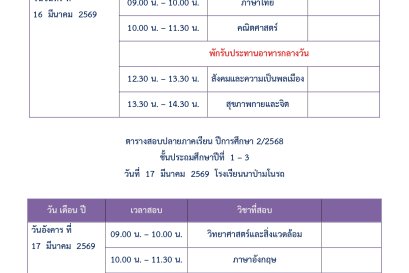  สอบปลายภาค 2/2568