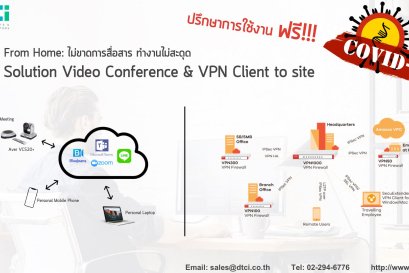รับมือกับวิกฤต COVID-19 ด้วยโซลูชั่น Work From Home! (VDO Conference & VPN Client to Site)