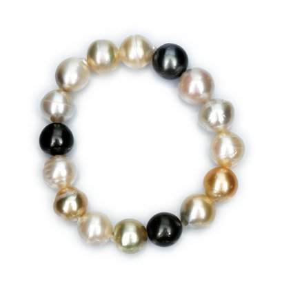 Approx. 12.0-13.0 mm, South Sea and Tahitian Pearl, Pearl Elastic Bracelet