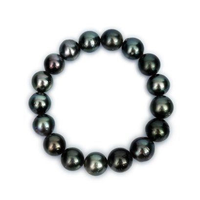 Approx. 11.0 - 12.0 mm, Tahitian Pearl, Pearl Elastic Bracelet