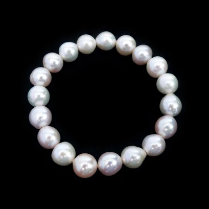 Approx. 10.0 - 11.0 mm, Freshwater Pearl, Pearl Elastic Bracelet